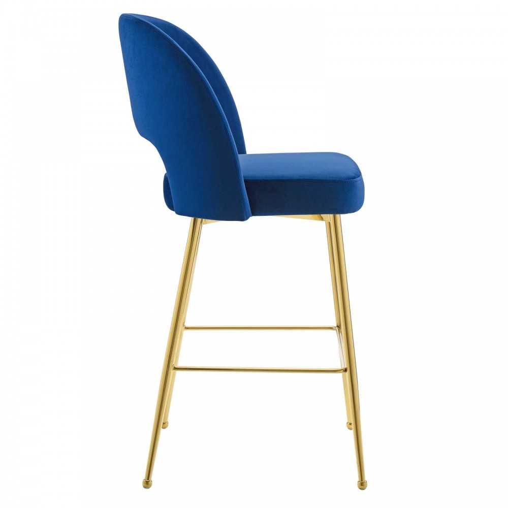 Rouse Performance Velvet Bar Stool, Navy, EEI-4642-NAV