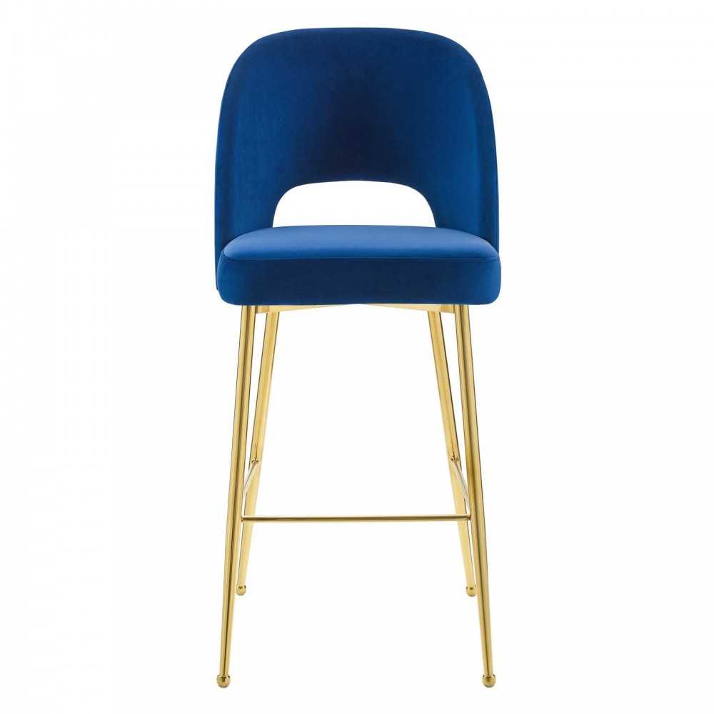 Rouse Performance Velvet Bar Stool, Navy, EEI-4642-NAV