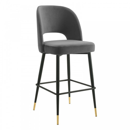 Rouse Performance Velvet Bar Stool, Charcoal, EEI-4644-CHA