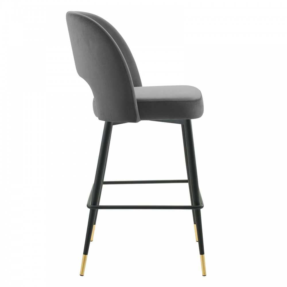 Rouse Performance Velvet Bar Stool, Charcoal, EEI-4644-CHA