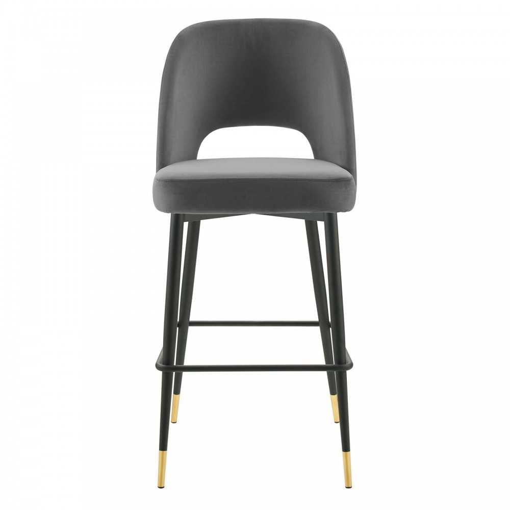 Rouse Performance Velvet Bar Stool, Charcoal, EEI-4644-CHA