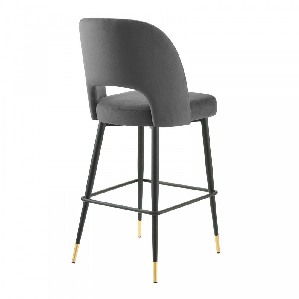 Rouse Performance Velvet Bar Stool, Charcoal, EEI-4644-CHA