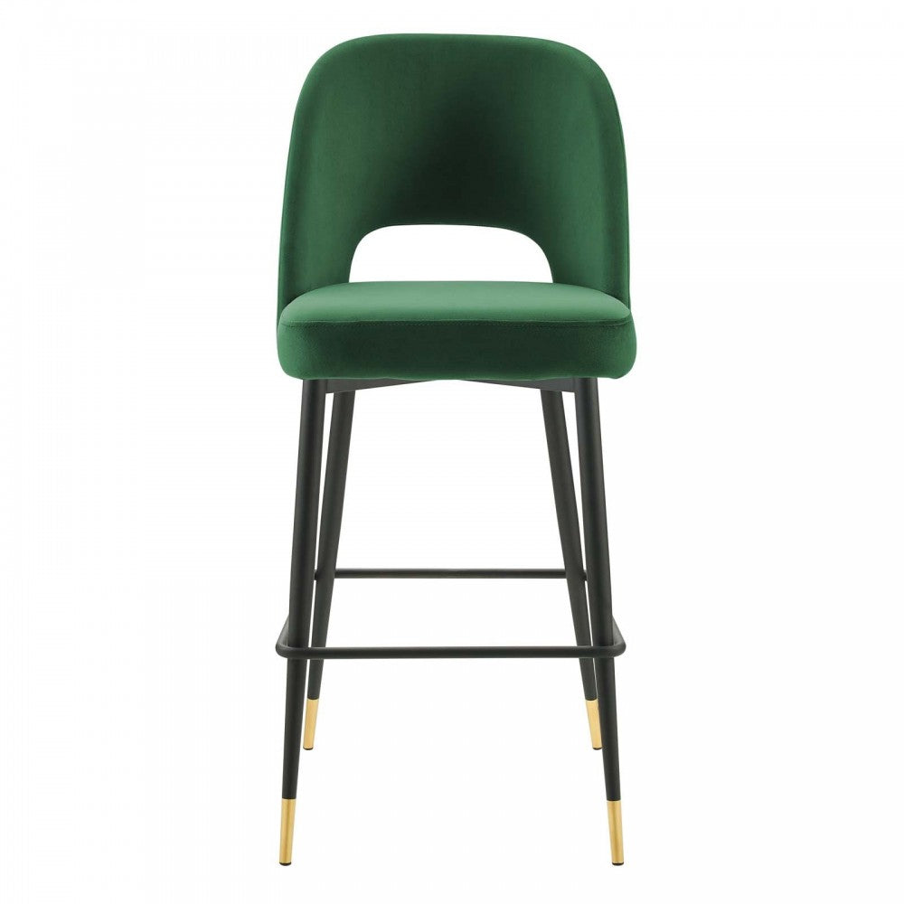 Rouse Performance Velvet Bar Stool, Emerald