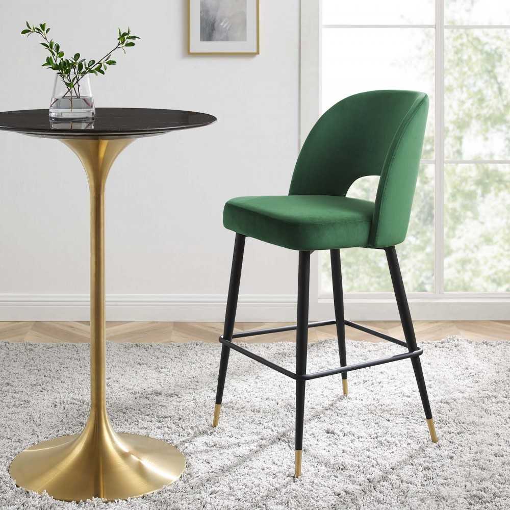 Rouse Performance Velvet Bar Stool, Emerald