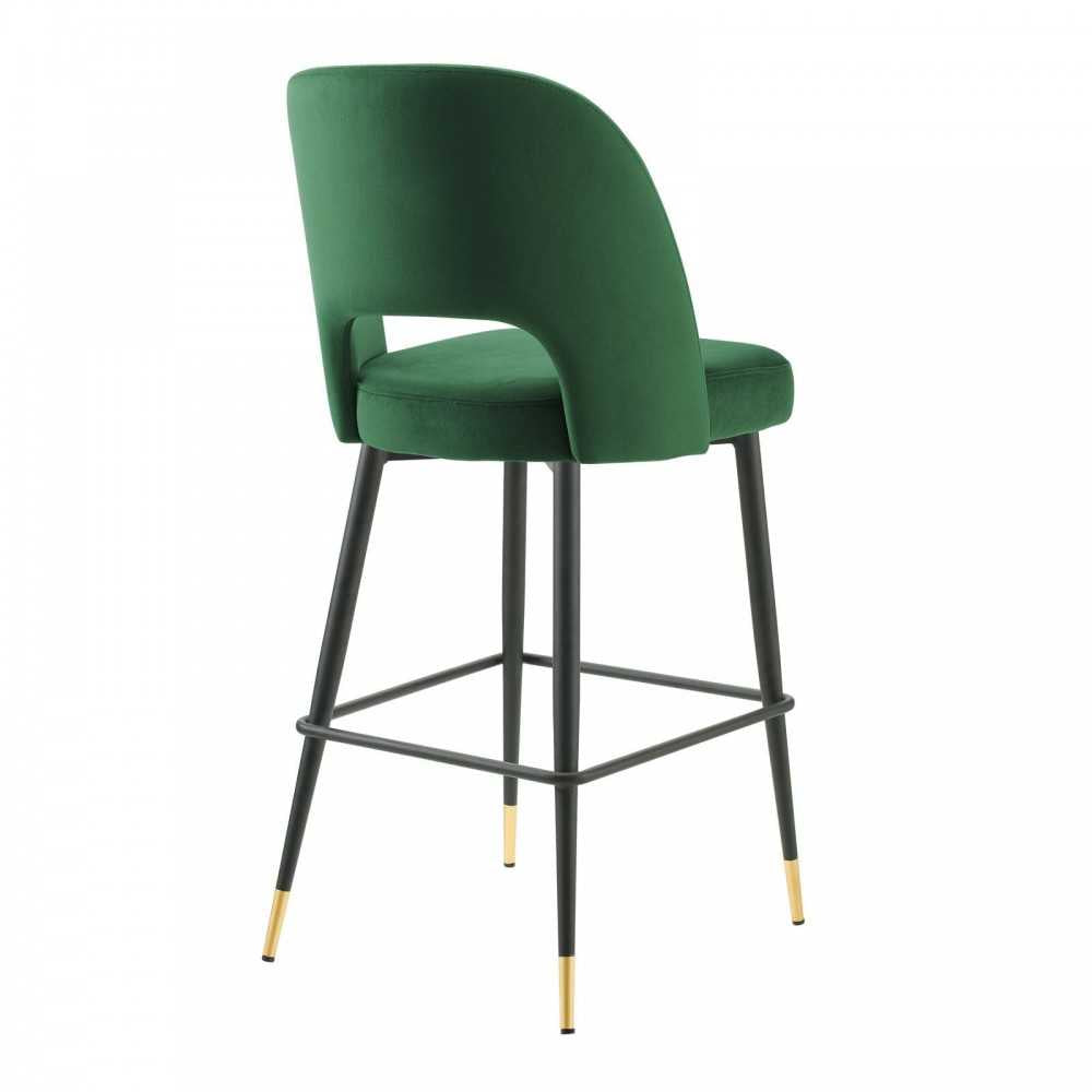 Rouse Performance Velvet Bar Stool, Emerald