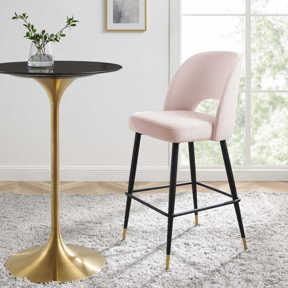 Rouse Performance Velvet Bar Stool, Pink, EEI-4644-PNK