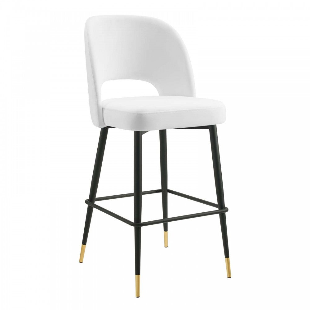 Rouse Performance Velvet Bar Stool, White, EEI-4644-WHI