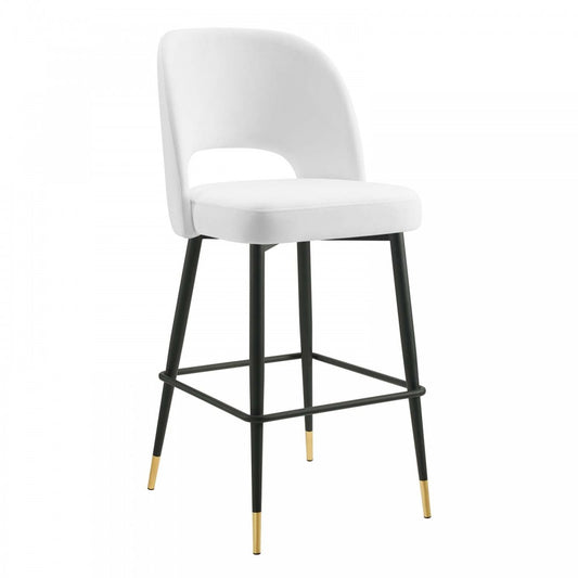 Rouse Performance Velvet Bar Stool, White, EEI-4644-WHI