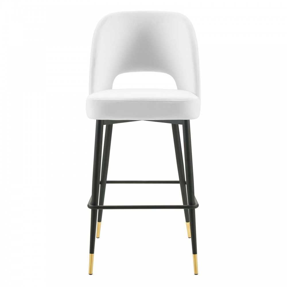 Rouse Performance Velvet Bar Stool, White, EEI-4644-WHI