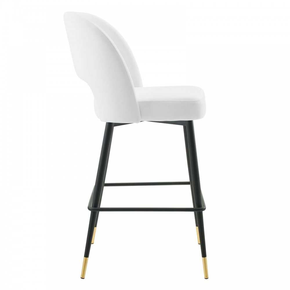 Rouse Performance Velvet Bar Stool, White, EEI-4644-WHI