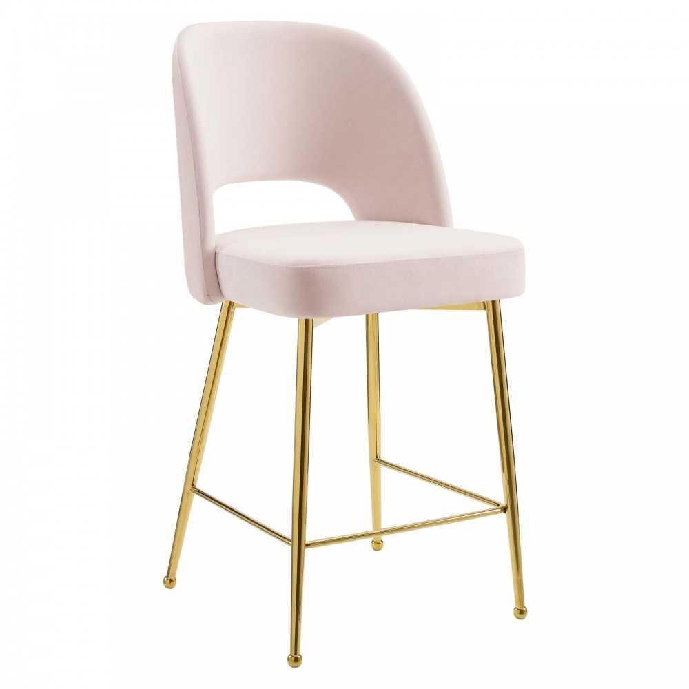 Rouse Performance Velvet Counter Stool, Pink, EEI-4641-PNK