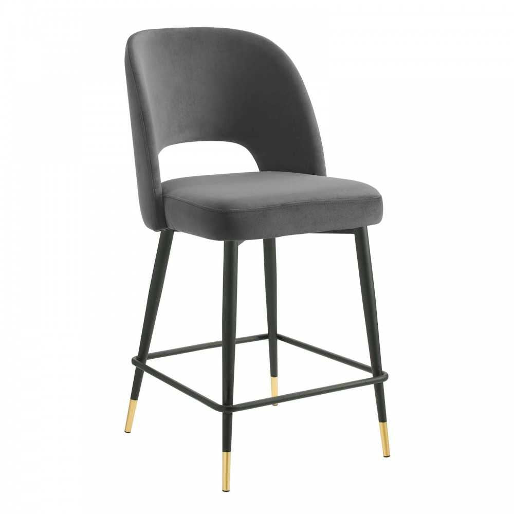 Rouse Performance Velvet Counter Stool, Charcoal, EEI-4643-CHA