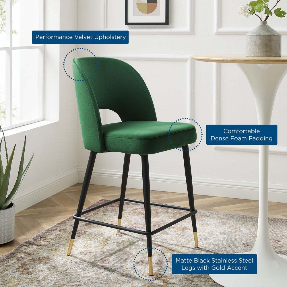 Rouse Performance Velvet Counter Stool, Emerald