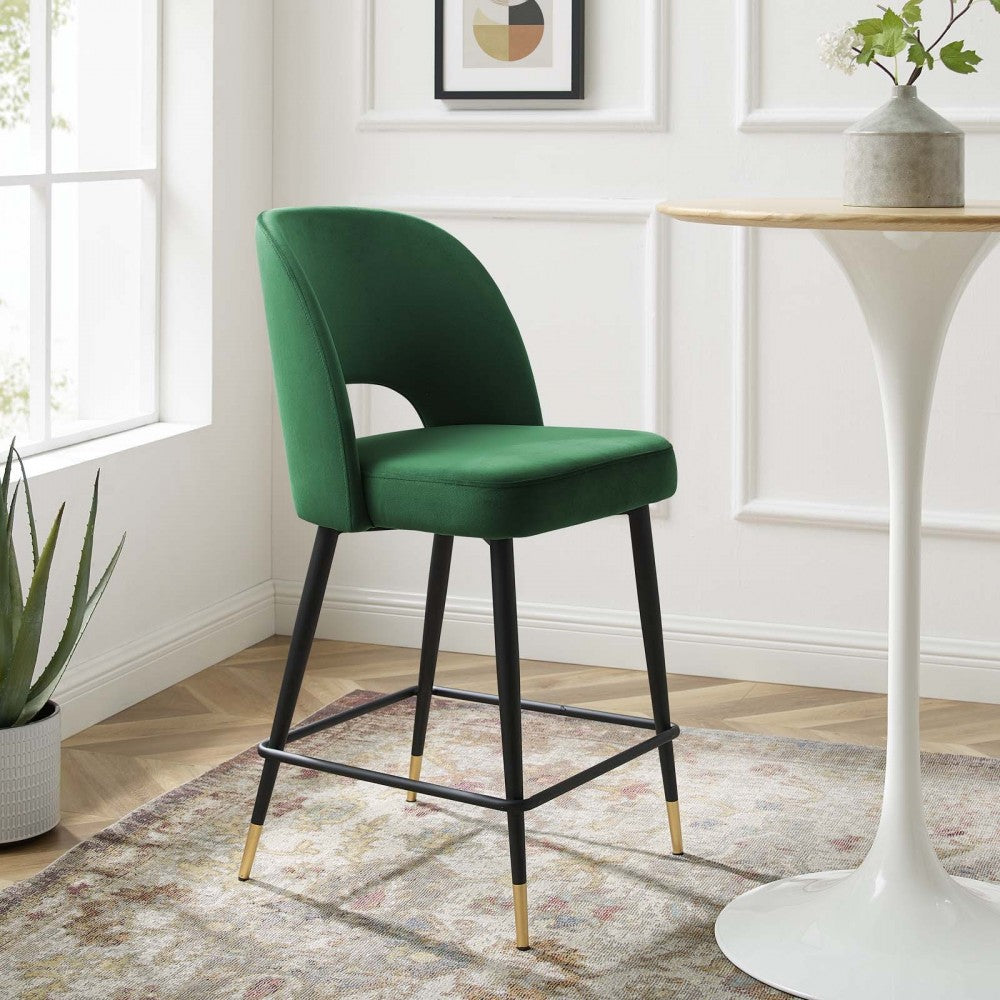 Rouse Performance Velvet Counter Stool, Emerald