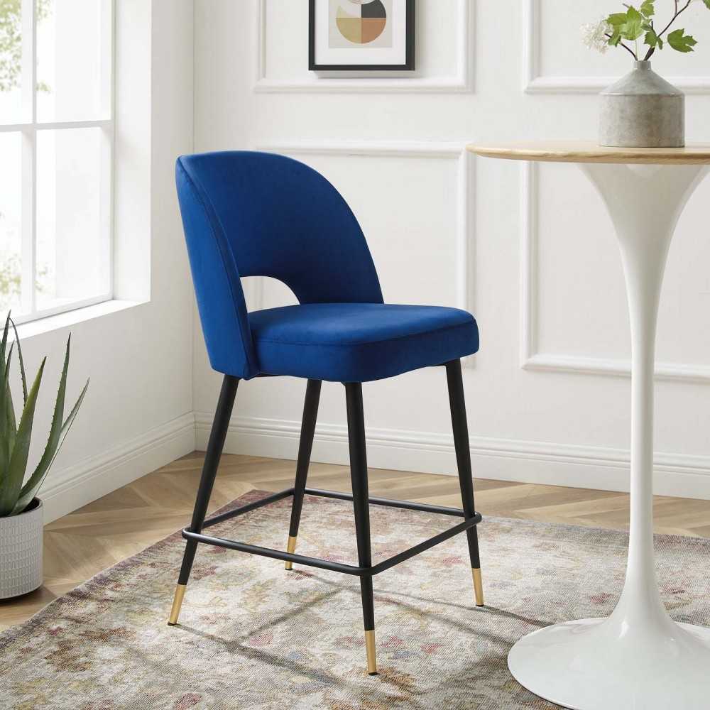 Rouse Performance Velvet Counter Stool, Navy, EEI-4643-NAV