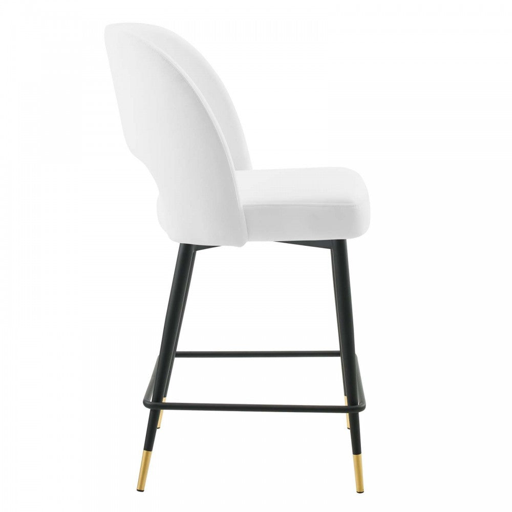 Rouse Performance Velvet Counter Stool, White, EEI-4643-WHI