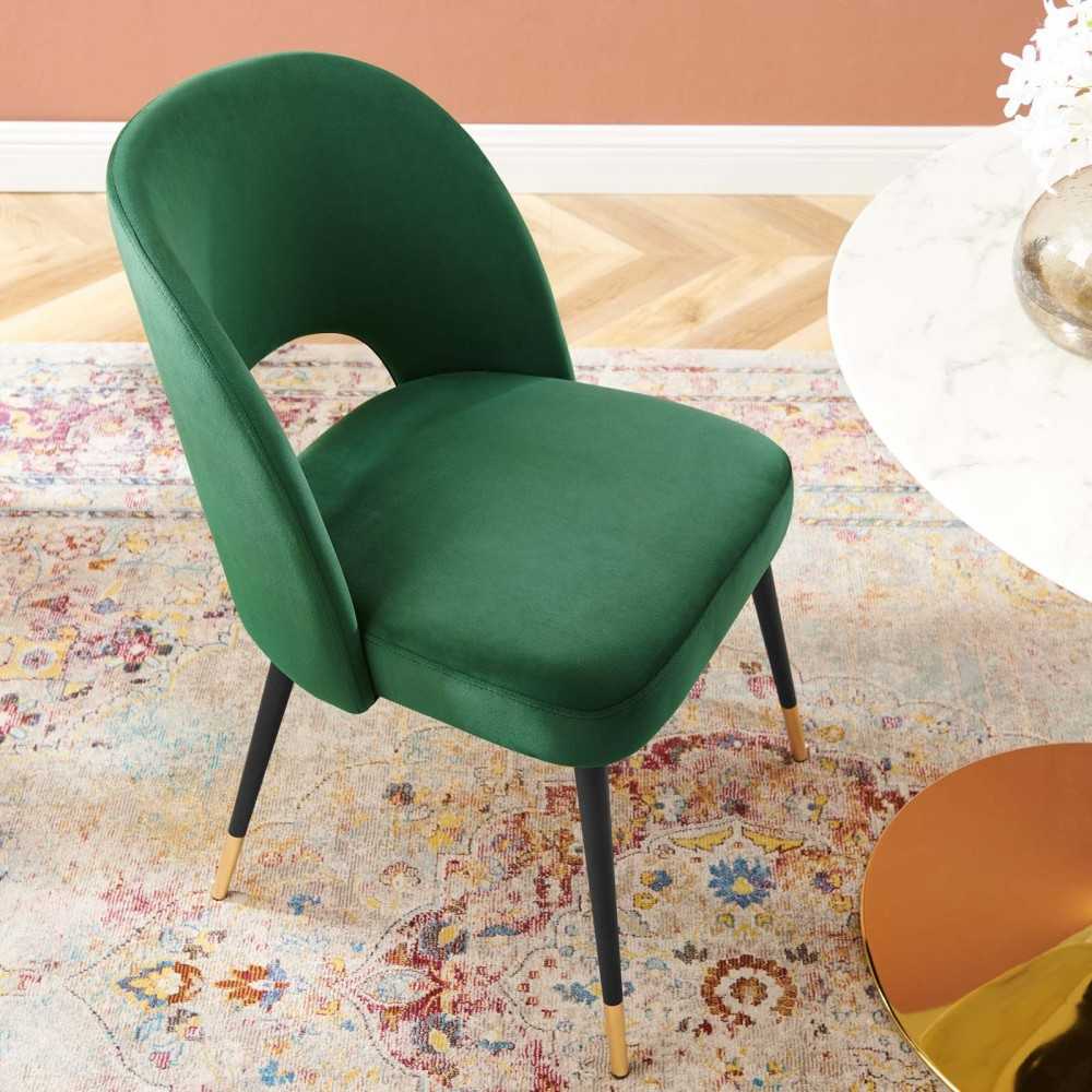 Rouse Performance Velvet Dining Side Chair, Emerald
