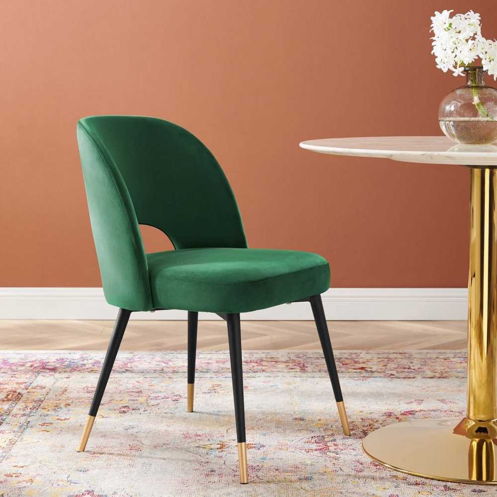 Rouse Performance Velvet Dining Side Chair, Emerald