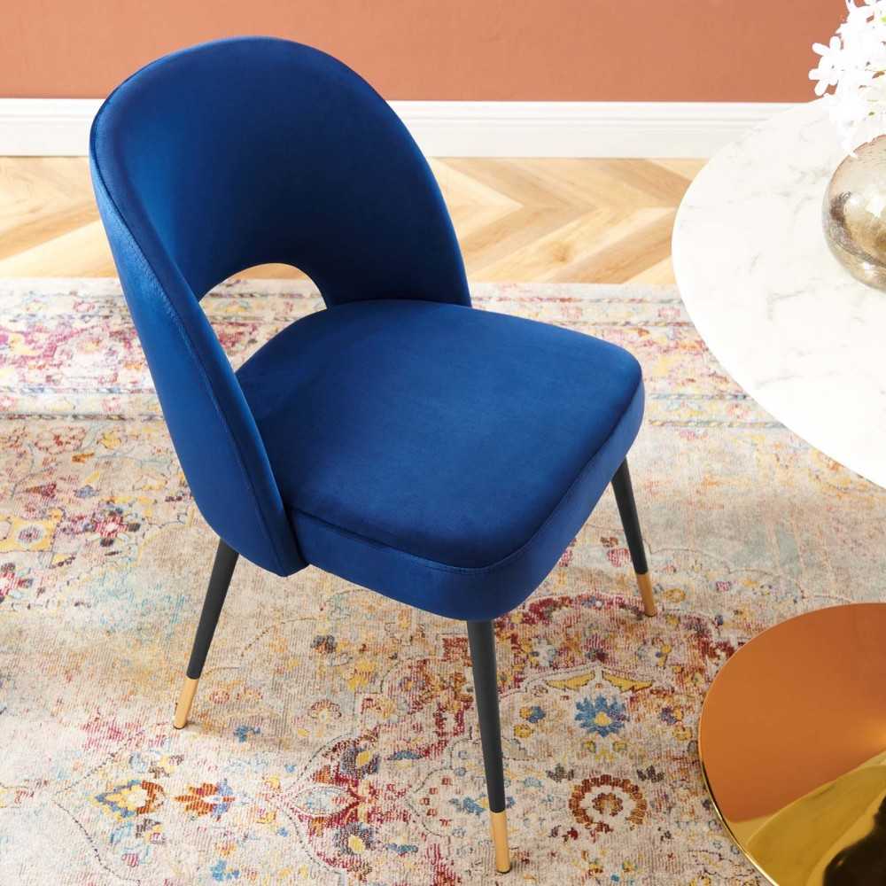Rouse Performance Velvet Dining Side Chair, Navy