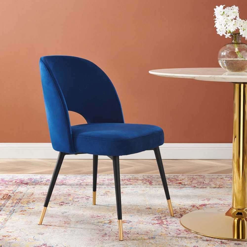 Rouse Performance Velvet Dining Side Chair, Navy
