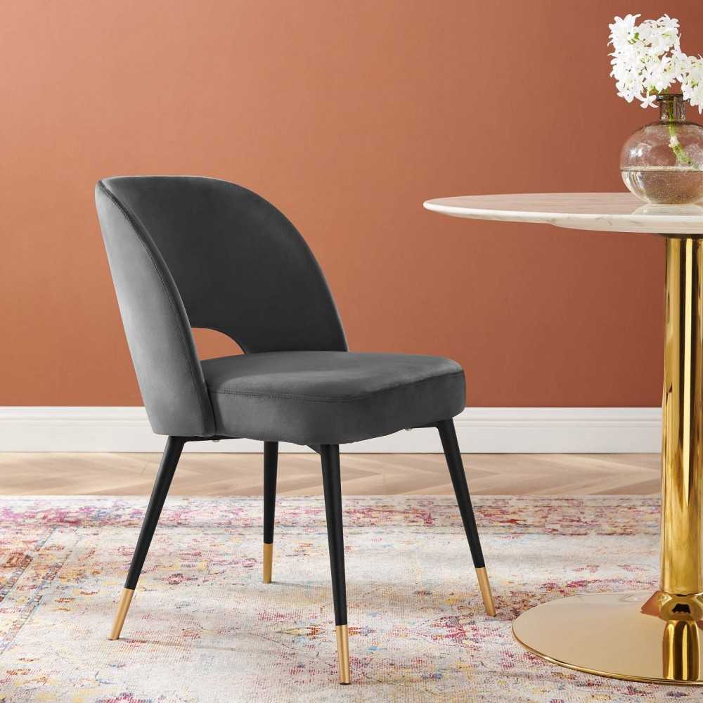 Rouse Performance Velvet Dining Side Chair, Charcoal