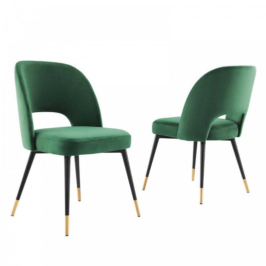 Rouse Performance Velvet Dining Side Chairs - Set of 2, Emerald