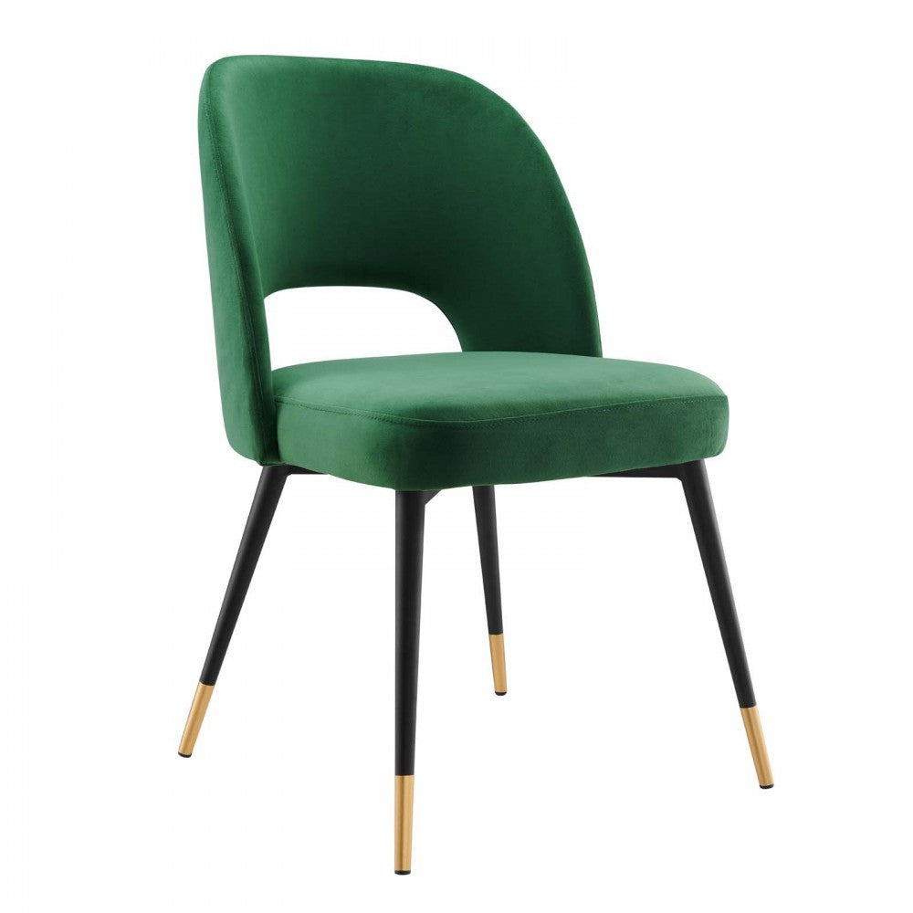Rouse Performance Velvet Dining Side Chairs - Set of 2, Emerald