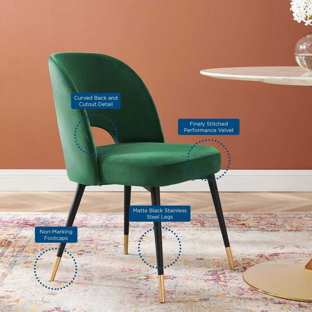 Rouse Performance Velvet Dining Side Chairs - Set of 2, Emerald