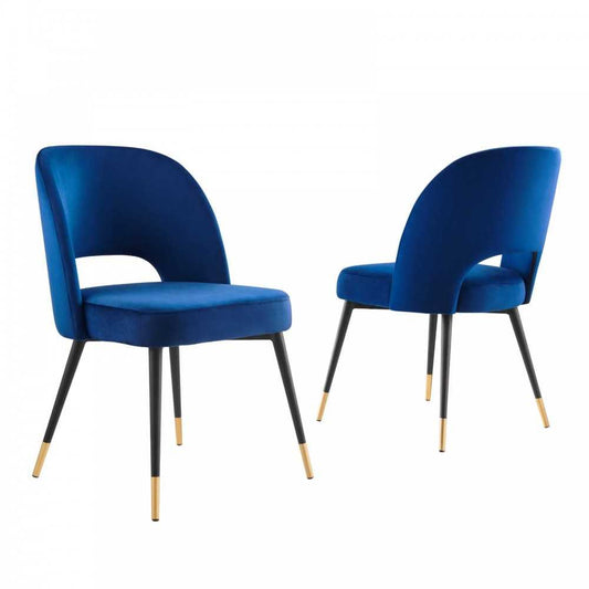 Rouse Performance Velvet Dining Side Chairs - Set of 2, Navy