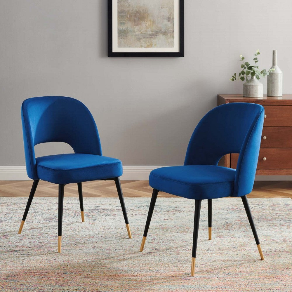 Rouse Performance Velvet Dining Side Chairs - Set of 2, Navy