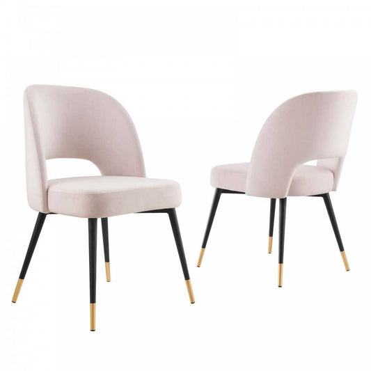 Rouse Performance Velvet Dining Side Chairs - Set of 2, Pink