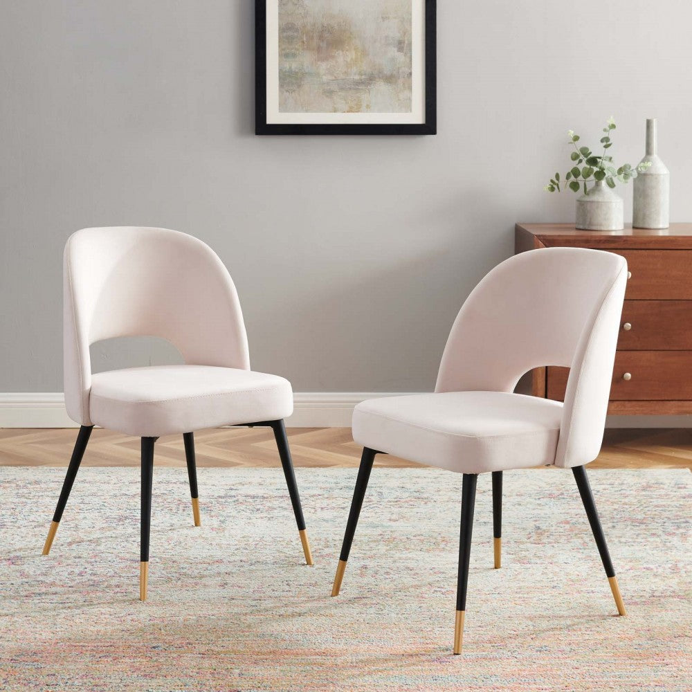 Rouse Performance Velvet Dining Side Chairs - Set of 2, Pink