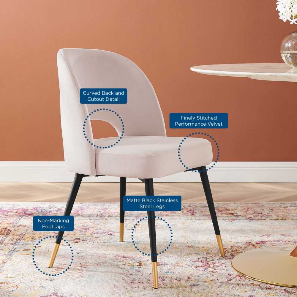 Rouse Performance Velvet Dining Side Chairs - Set of 2, Pink