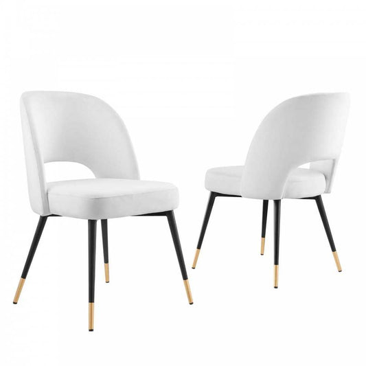Rouse Performance Velvet Dining Side Chairs - Set of 2, White