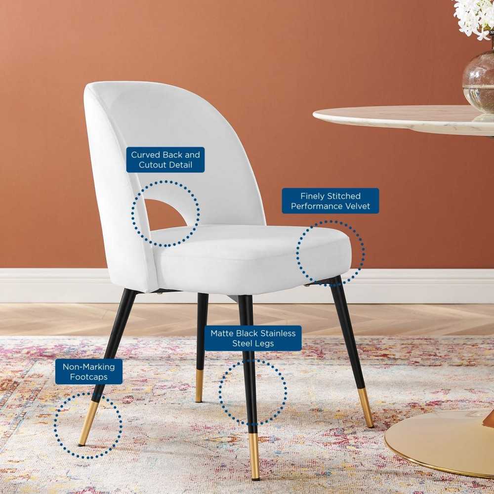 Rouse Performance Velvet Dining Side Chairs - Set of 2, White