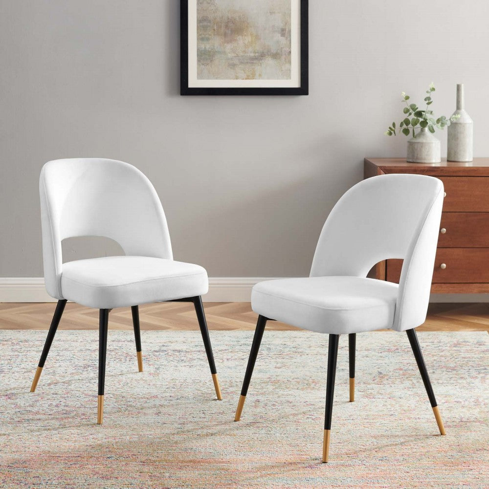 Rouse Performance Velvet Dining Side Chairs - Set of 2, White
