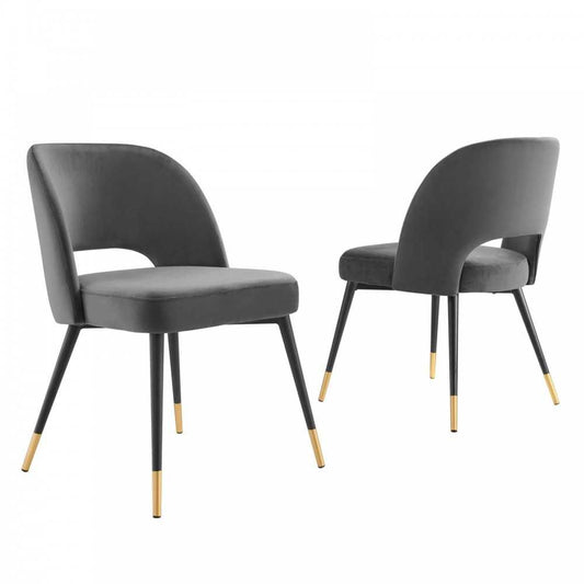 Rouse Performance Velvet Dining Side Chairs - Set of 2, Charcoal