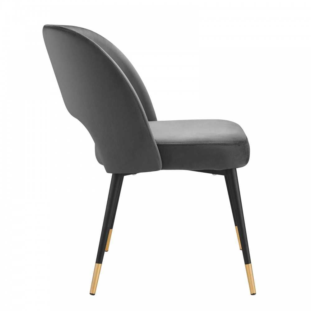 Rouse Performance Velvet Dining Side Chairs - Set of 2, Charcoal
