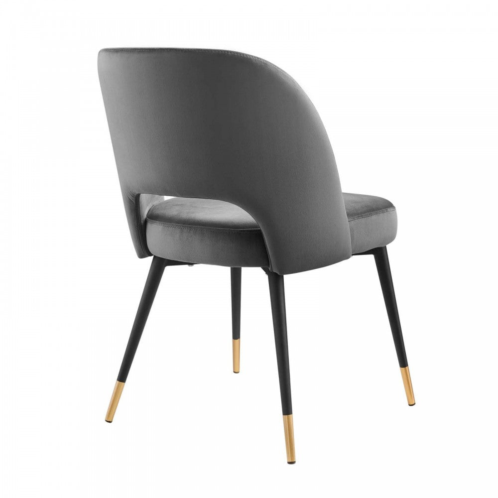 Rouse Performance Velvet Dining Side Chairs - Set of 2, Charcoal