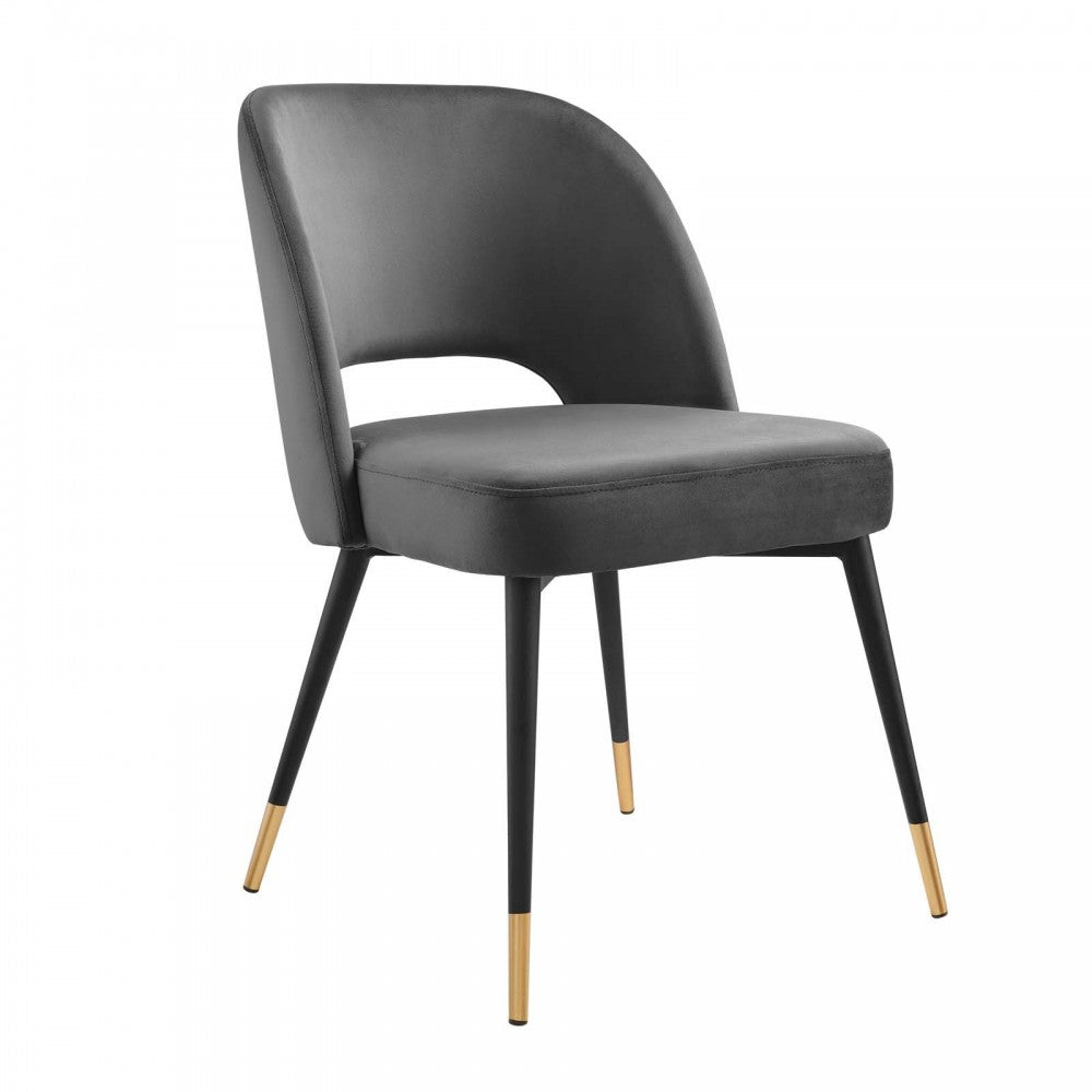 Rouse Performance Velvet Dining Side Chairs - Set of 2, Charcoal