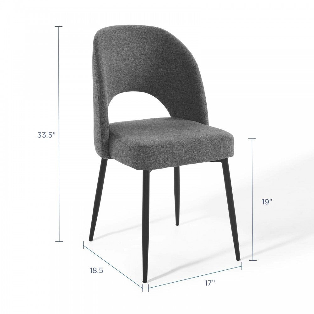 Rouse Upholstered Fabric Dining Side Chair, Black Charcoal
