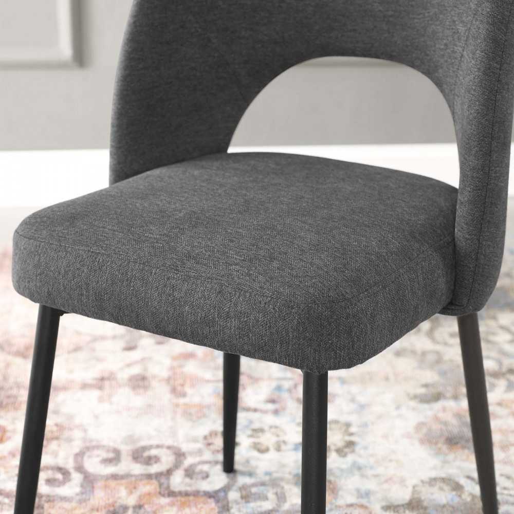 Rouse Upholstered Fabric Dining Side Chair, Black Charcoal