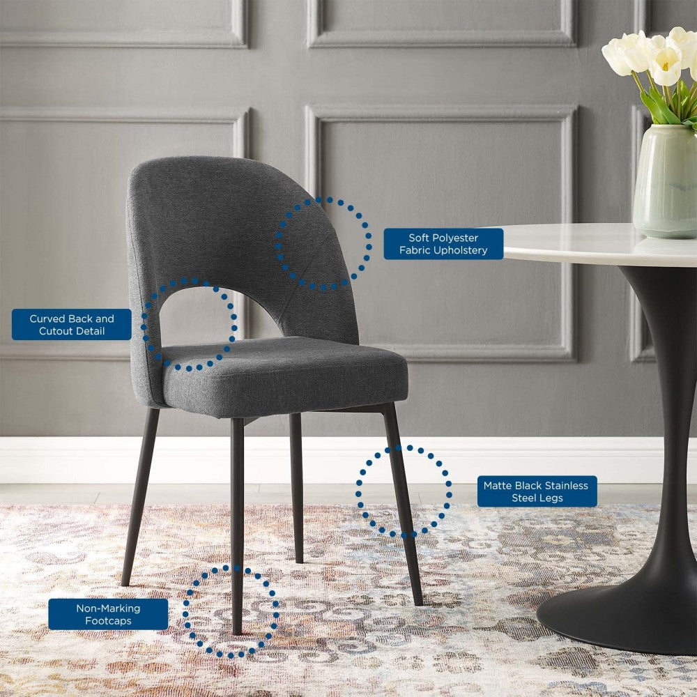 Rouse Upholstered Fabric Dining Side Chair, Black Charcoal