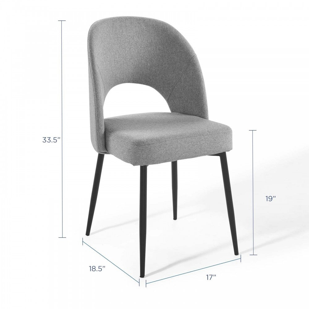 Rouse Upholstered Fabric Dining Side Chair, Black Light Gray