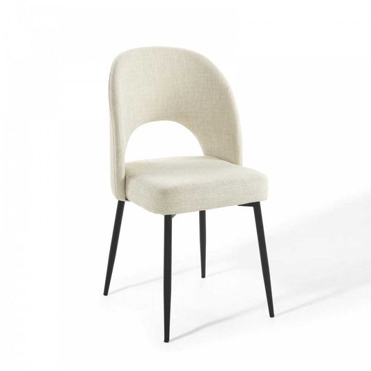 Rouse Upholstered Fabric Dining Side Chair, Black Beige