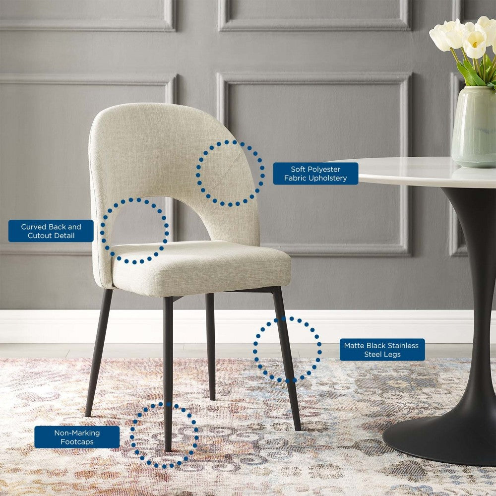 Rouse Upholstered Fabric Dining Side Chair, Black Beige