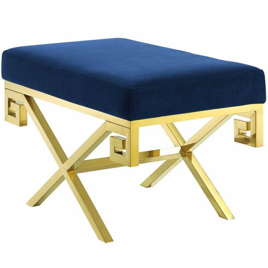 Rove Velvet Performance Velvet Bench, Gold Navy