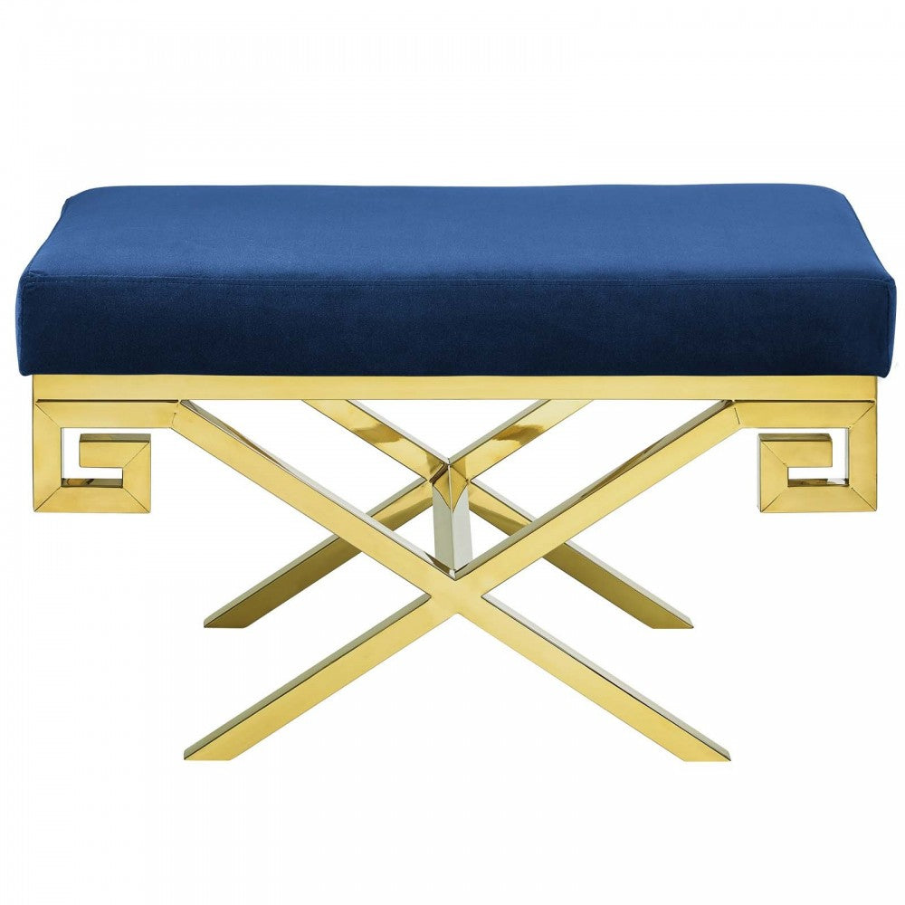 Rove Velvet Performance Velvet Bench, Gold Navy