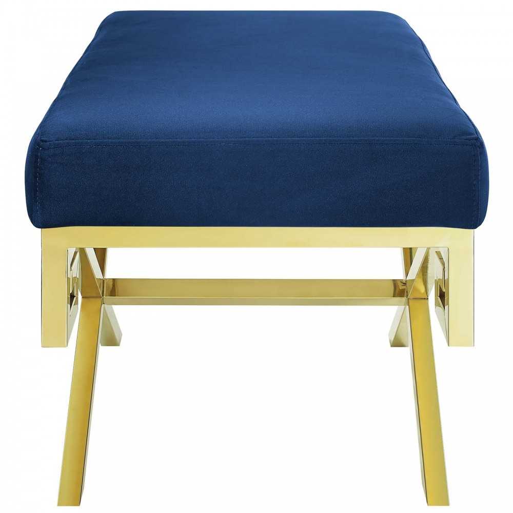 Rove Velvet Performance Velvet Bench, Gold Navy