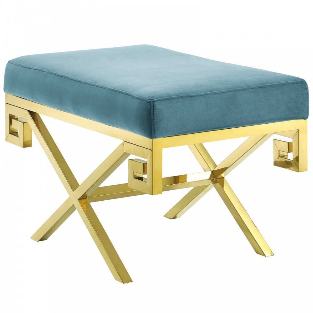 Rove Velvet Performance Velvet Bench, Sea Blue